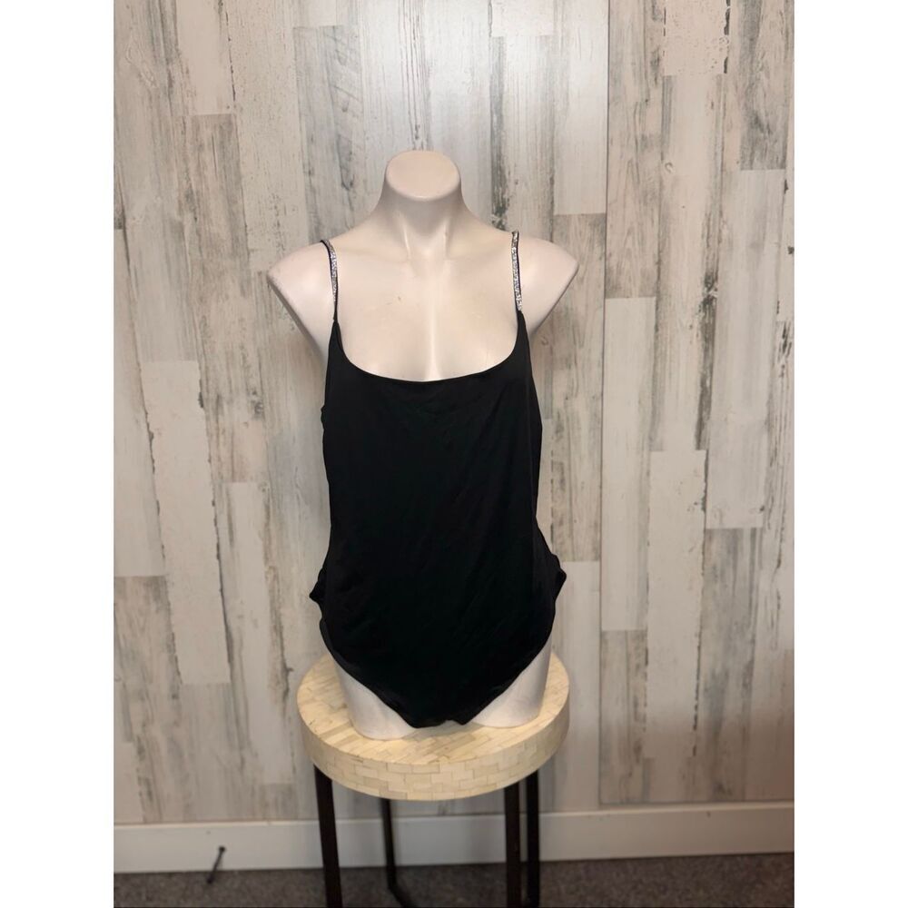 IRIS Black Rhinestone Strap Sleeveless Bodysuit – Size 2XL